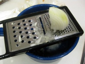 shredded onion and garlic