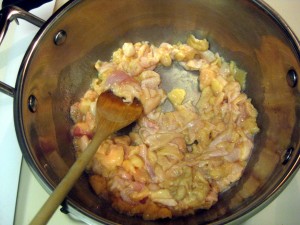 frying chicken skin and fat