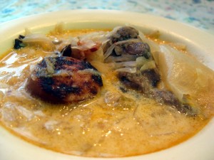 traditional Slovak Christmas sauerkraut soup, kapustnica