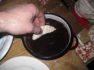 dip ends in chocolate