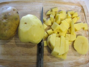 peeled and cubed potatoes
