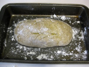 bread loaf in baking pan
