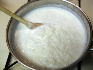 cooking rice with milk