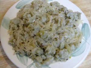 slovak strapacky potato dumplings halusky with sauerkraut cabbage