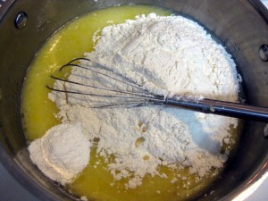 cake batter with flour