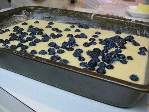 cake batter with blueberries