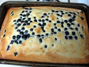 blueberry cake after baking