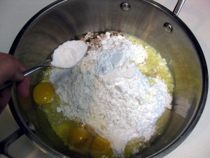 mixing dough ingredients
