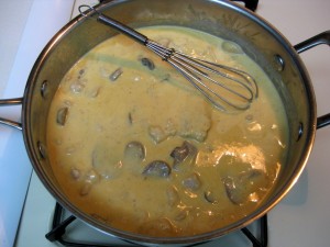 creamy sauce with rabbit meat