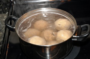 cooking plum and apricot dumplings