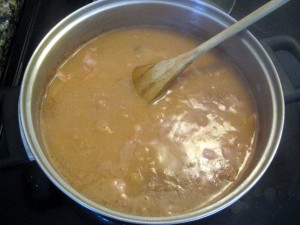 sour bean soup with bacon added