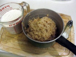 shredded potatoes with flour