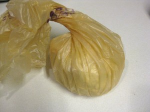 dough in plastic bag