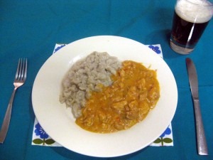 paprikash with potato dumplings (halusky)