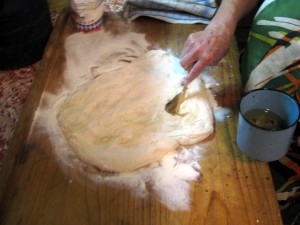 greasing dough