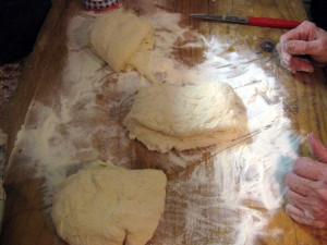 dough cut into pieces