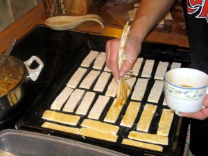 dough brushed with eggs