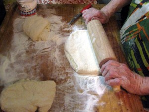 dough on wooden board