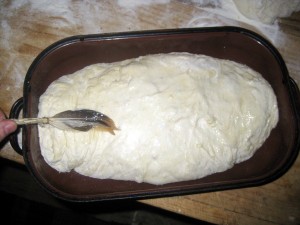 dough in baking pan