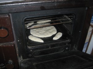 baking in a wood burning stove