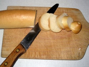 cut up bread rolls