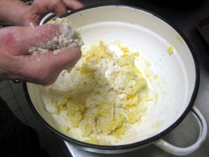 mixing dough by hand
