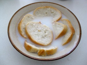 bread soaking in milk sauce