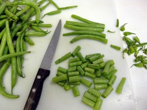 chopping green beans