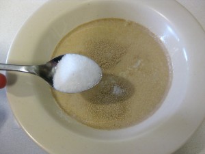 yeast mixed with milk and sugar