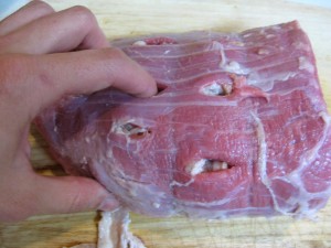 stuffing meat with bacon