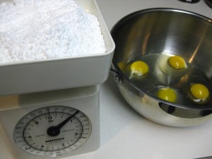 eggs and powdered sugar