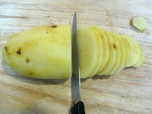 slicing potato