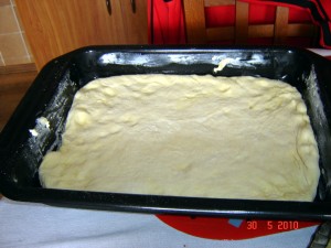 dough in baking pan