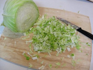 chopped up cabbage