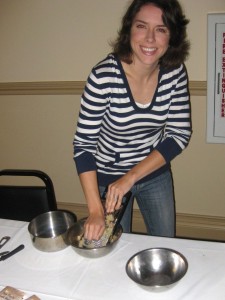 allie grating potatoes