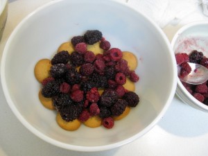 fruit on wafers