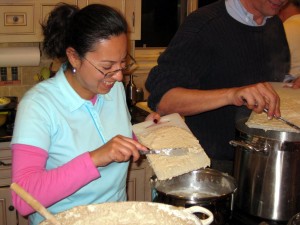 making potato dumplings halusky