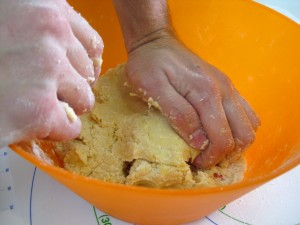 kneading shortbread cookie dough