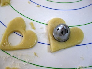 cutting out central holes in layered cookies