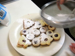 sprinkling powdered sugar