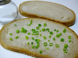 bread topped with lard