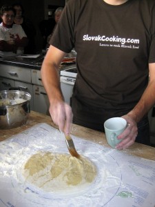 preparing dough for buchty