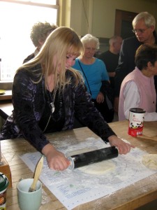 rolling out leavened dough