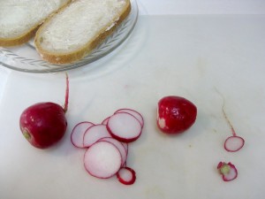 sliced radishes