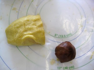 yellow and brown dough