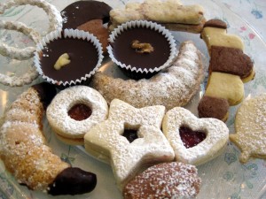 plate full of Slovak Czech Christmas cookies