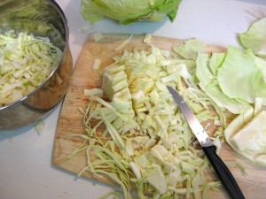 chopped up cabbage