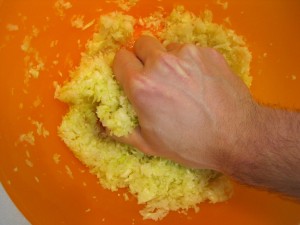 squeezing water out of cabbage