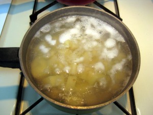 potatoes boiling in water