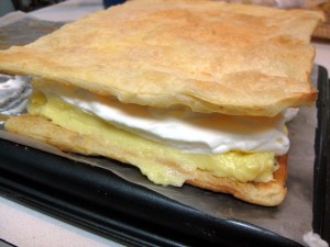 puff pastry topped with cream